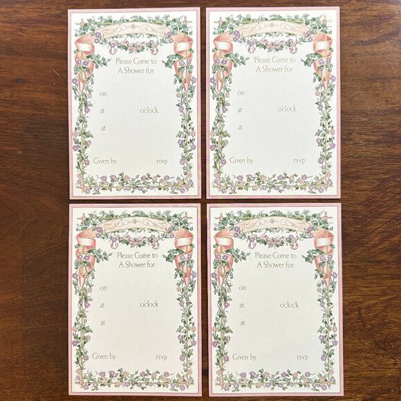 4ct Caspari Fill-In Shower Floral Invitations - Picture 5 of 15